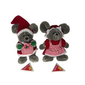 1986 Dakin Mr & Mrs Santa Mouse Plush Set w/ Original Tags Vintage Korea